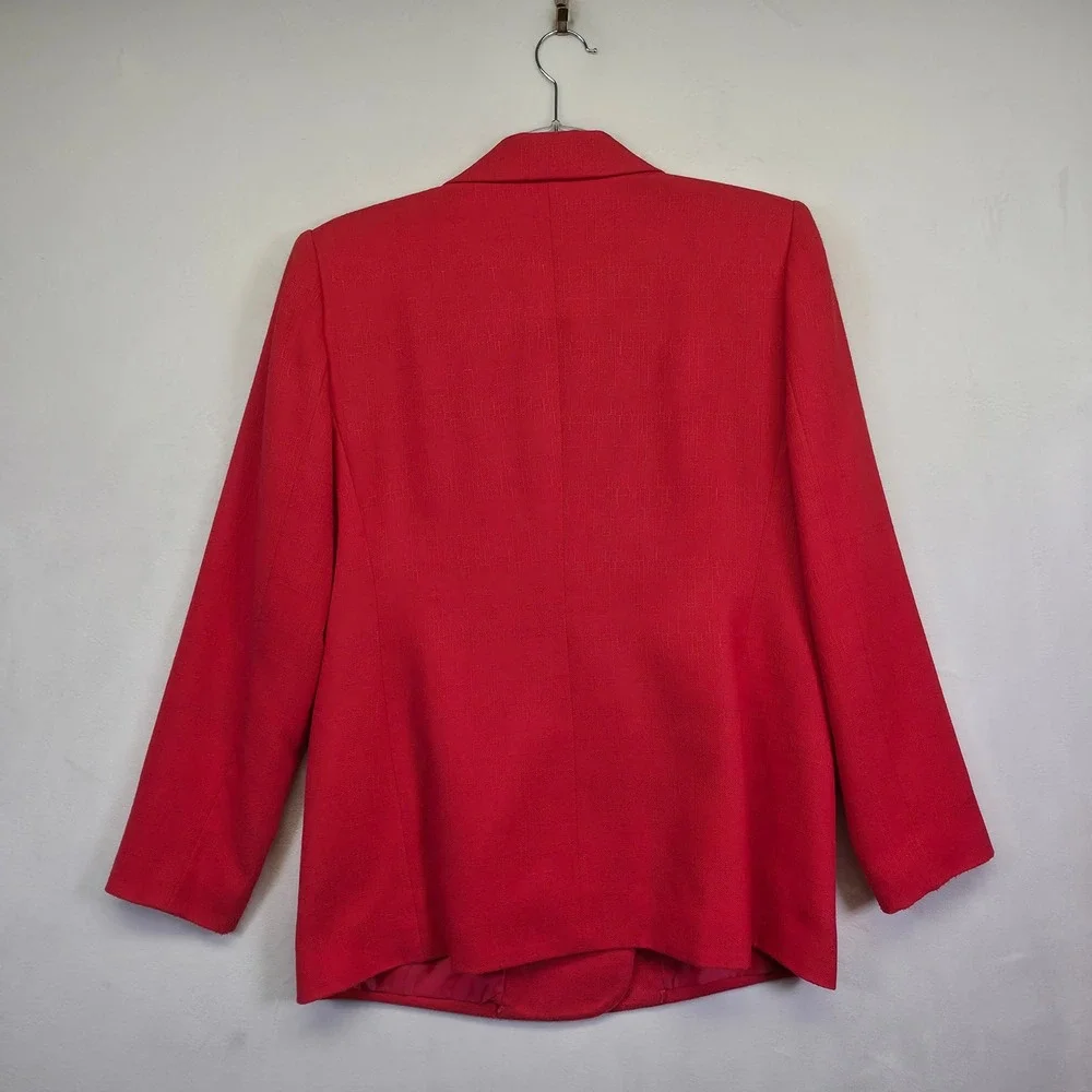 Atrium Skirt Suit Set‎ Women 8P Red Double Breasted Blazer Tweed Classic Office